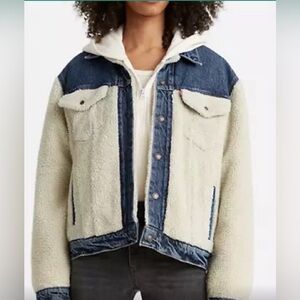 Levi's Women's Lined Denim and Cream Sherpa Jacket